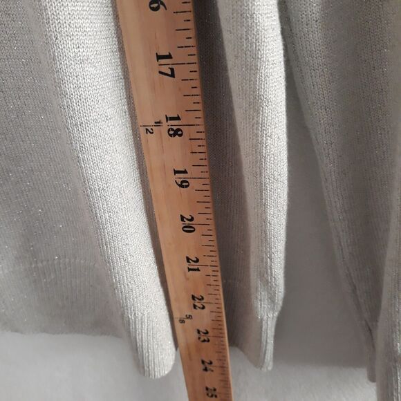 Drapers & Damon Mock Neck Sweater Womens Medium Light Gray Silver Metallic  Zip - Picture 9 of 12